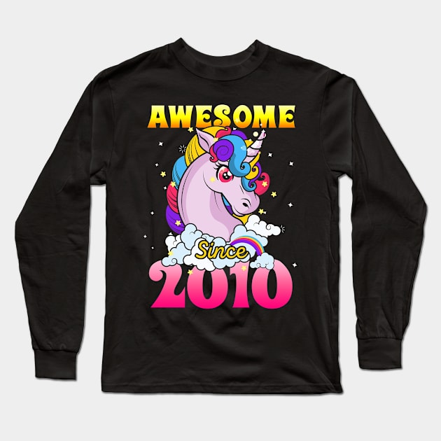 Funny Awesome Unicorn Since 2010 Cute Gift Long Sleeve T-Shirt by saugiohoc994